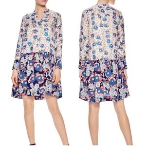 SANDRO Kimberly Floral Silk Dropped Waist Midi Dress